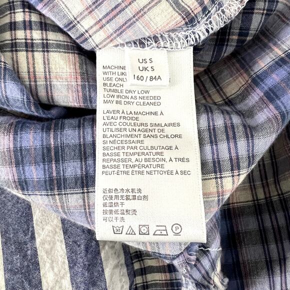 BDG Stevie Spliced Button Down Shirt Short Sleeve Relaxed Blue Womens Small - Picture 10 of 12